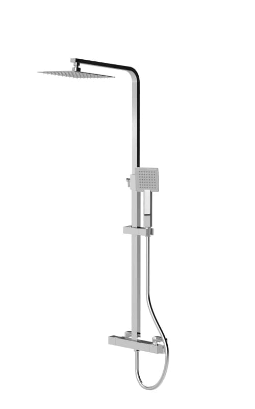 Balterley Square Thermostatic Shower Kit with Fixed Head Adjustable Handset Silver
