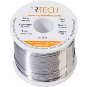 856997 SAC305 Solder 2% Rosin-Free hf Flux Halide-Free 0.7mm 500g Reel - R-tech