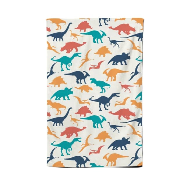 Warren Reed - Designer Multicoloured Dinosaurs Tea Towel in Blue Blue Unisex