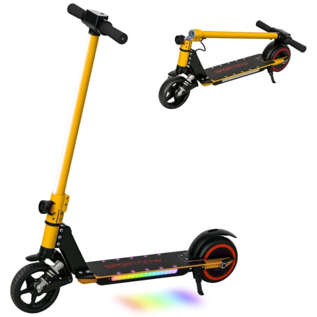 SPORTNOW Folding Electric Scooter w/ LED Lights & Display in Gold Gold Unisex