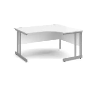Office Desk Right Hand Corner Desk 1400mm White Top With Silver Frame 1200mm Depth Momento