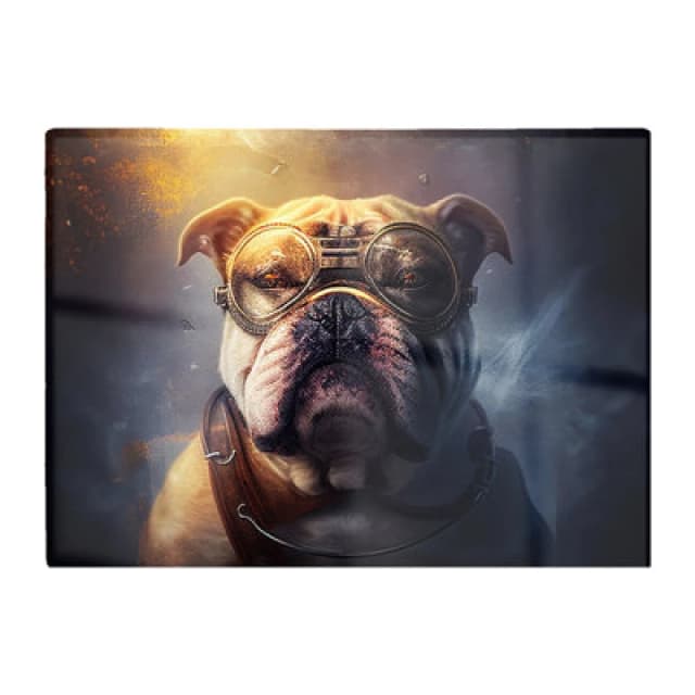 Warren Reed Designer Bulldog With Glasses Splashart Golden Glass Chopping Board