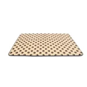 Groundlevel Paw Print Memory Foam Pet Mat - Cream 80x120cm