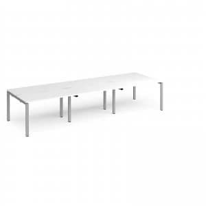 Adapt II Triple Back to Back Desk s 3600mm x 1200mm - Silver Frame whi