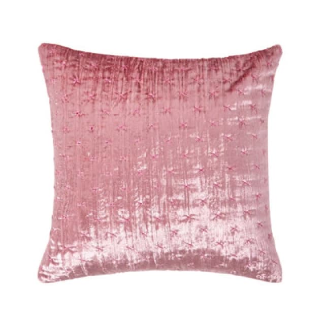 HOMESCAPES Homescapes - Blush Pink Crushed Velvet Cushion Cover, 40 x 40cm - Pink SF2048B