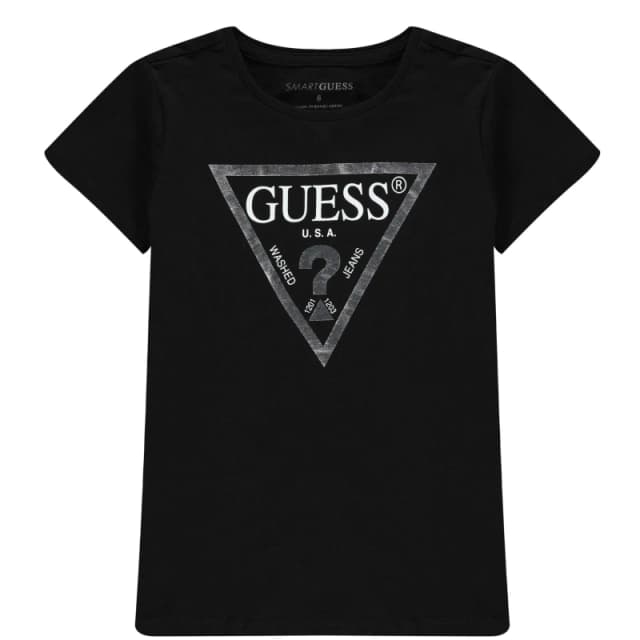 Guess Girl's Core Logo T Shirt Black A996 JBLK female 10 Yrs