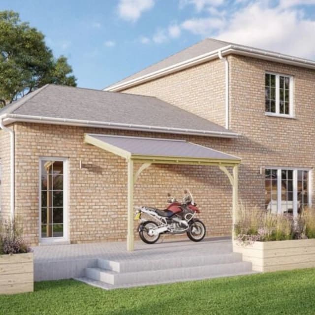 Rutland County Garden Furniture Ltd Felt Shingle Roof Car Port 2 Post, Wood - L200 x W290cm - Light Green Light Green Unisex