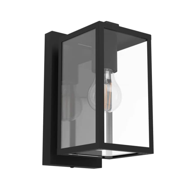EGLO Budrone Modern Black Steel & Clear Glass Outdoor Wall Light Black
