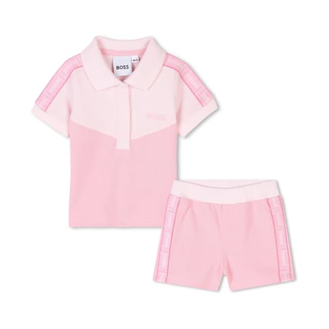 Boss Kids Polo Shirt and Shorts Set Pink 46X female 3 Mnth