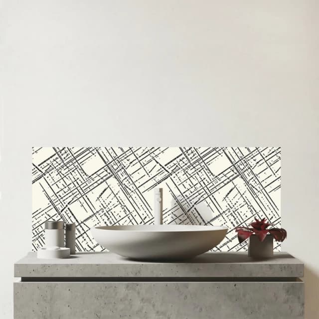 Warren Reed - Designer Monochrome Distressted Pattern Glass Bathroom Splashback in Grey Grey Unisex