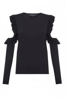 French Connection Louise Frill Cold Shoulder Jumper Black
