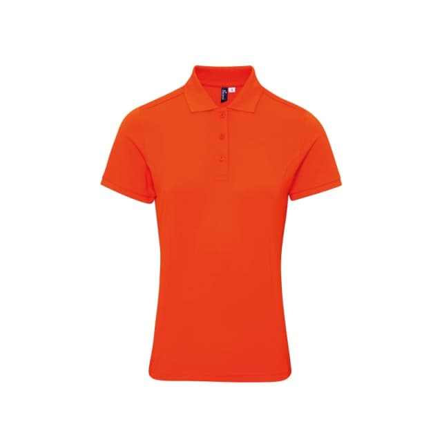 Premier Womens Coolchecker Plus Piqu Polo With CoolPlus in Orange Size: XS Orange Female XS