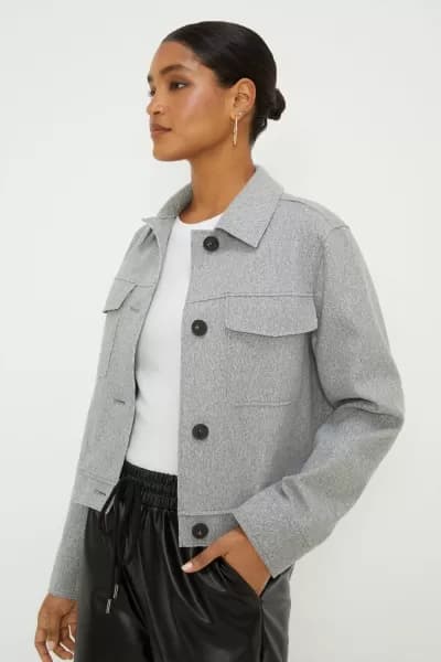 Wool Look Cropped Jacket