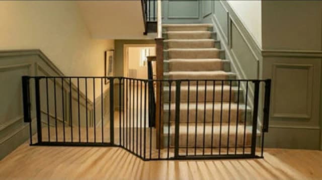 Safetots Two Door Multi Panel Solution For Up And Down Staircases, Black, 174Cm Of Length, Includes 2 Door Opening Panels