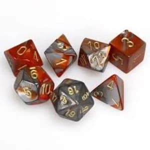 Chessex Gemini Poly 7 Set: Orange-Steel/Gold