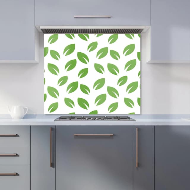 Warren Reed - Designer Leaves Pattern Kitchen Splashback in Green Size: 600mm x 750mm Green Unisex 600mm x 750mm
