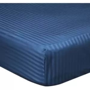 Belledorm 540 Thread Count Satin Stripe Extra Deep Fitted Sheet (Kingsize) (Navy) - Navy