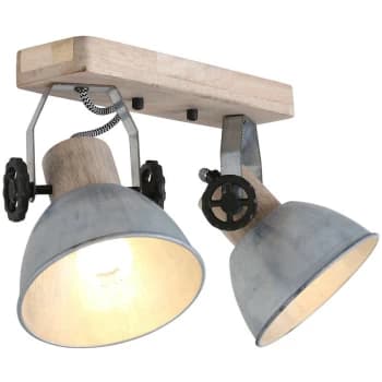 Sienna Lighting - Sienna Gearwood Twin Spotlight Industrial, Wood Blank