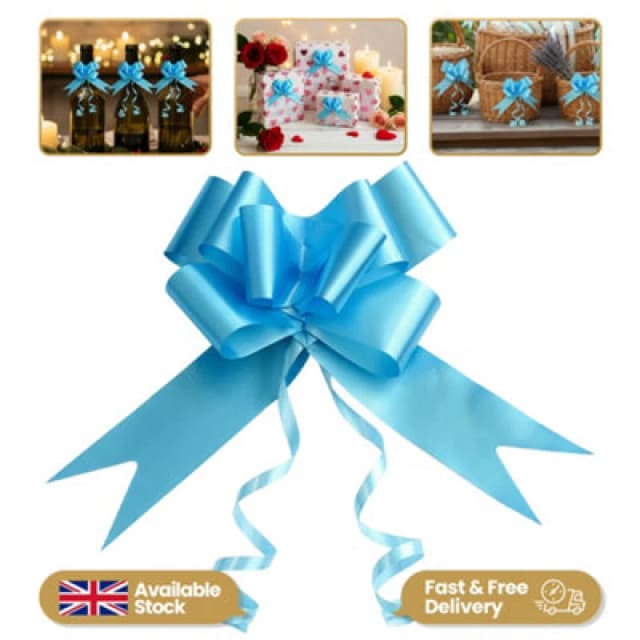 Shatchi Large 30mm/3cm Ribbon Pull Bows Pale Blue for All Occation Decoration , 10PK Pale Blue unisex