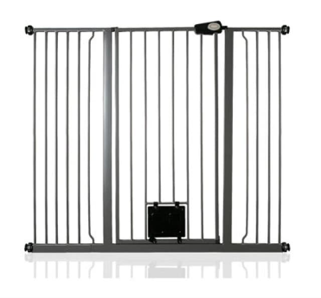 Bettacare Pet Gate With Lockable Cat Flap, 126.7Cm - 134.3Cm, Slate Grey, 104Cm In Height