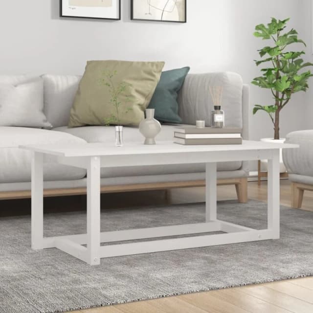 Vidaxl Coffee Table White 110X55X45cm Solid Wood Pine, White 822168