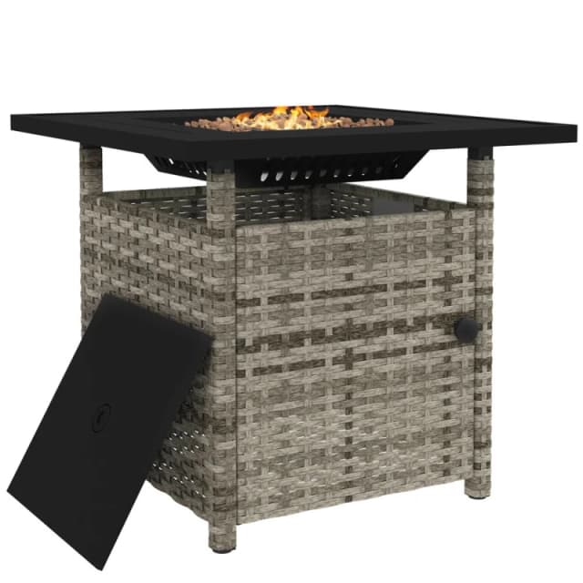 Outsunny 50,000 BTU Rattan Fire Pits for Garden, Propane Fire Pit Table, Grey 867-209V70GG