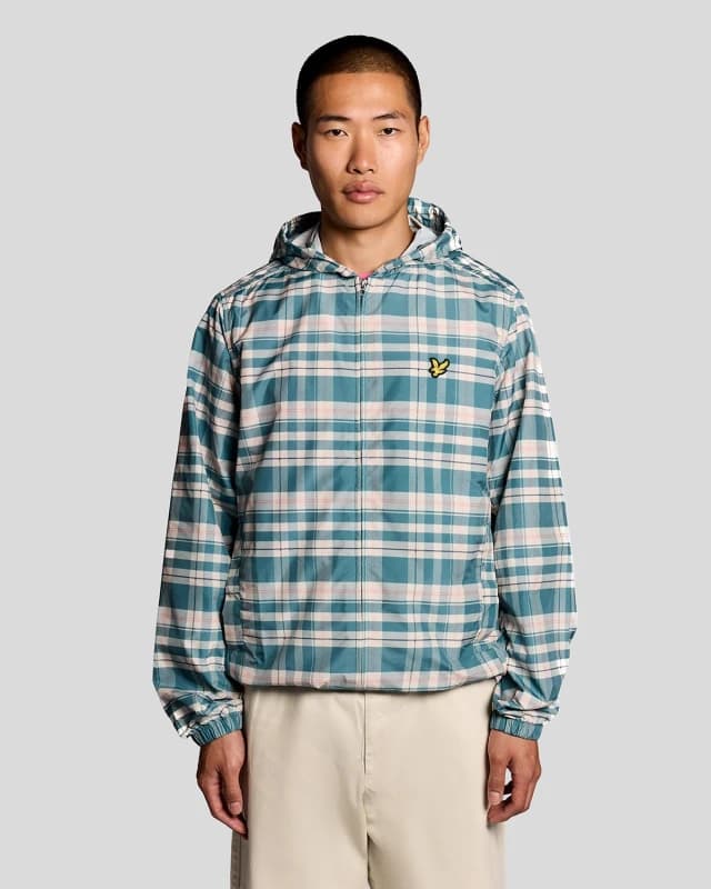 Lyle & Scott Mens Tartan Lightweight Hooded Jacket in Green