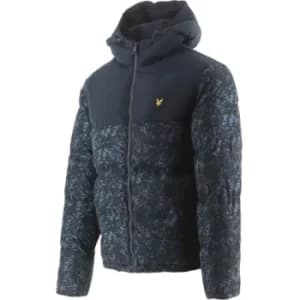 Lyle and Scott Navy Earth Print Wadded Jacket