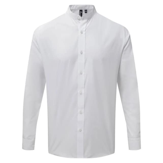 Premier Grandad Collar Long-Sleeved Shirt White male