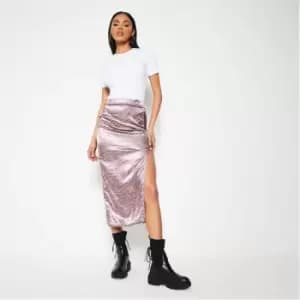 I Saw It First Zebra Print Satin Midi Skirt - Brown