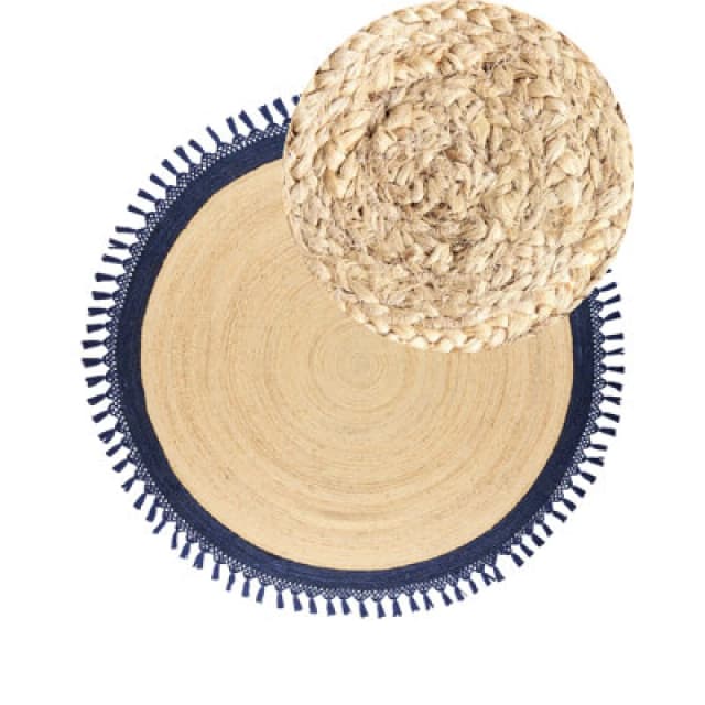 Beliani Rug Marts Dark Blue 200 Cm Jute