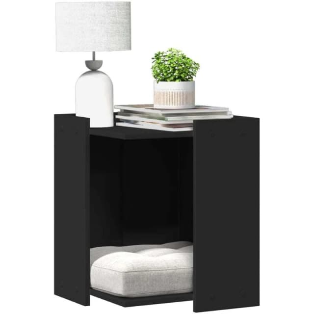 vidaXL Cat Litter Box Enclosure Black 42x42x51cm Engineered Wood, Black 857743