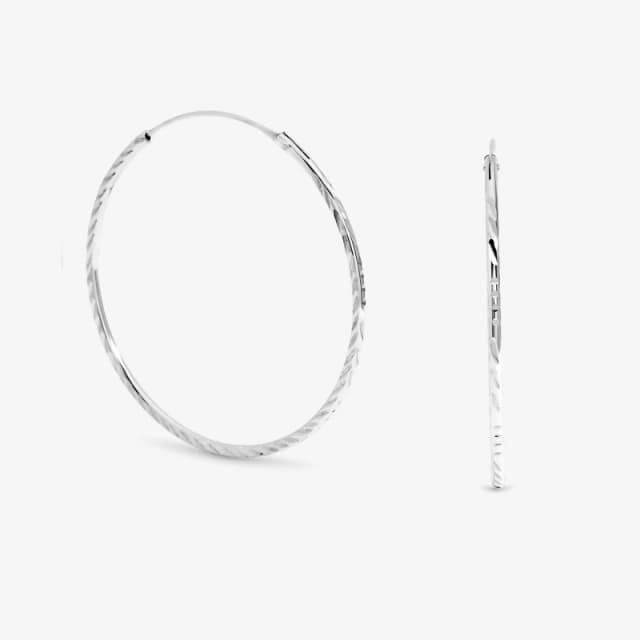 Simply Silver Sterling Silver 925 Diamond Cut Sleeper Hoops Stud Earrings One Size Silver 39912311000