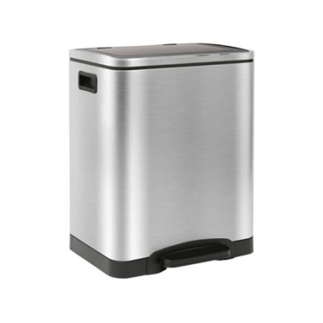 Harbour Housewares Stainless Steel Double Kitchen Pedal Bin - 30L (2 X 15L) - Brushed