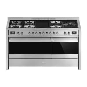 SMEG Opera 150cm Dual Fuel Range Cooker with Electric Griddle - Stainless Steel