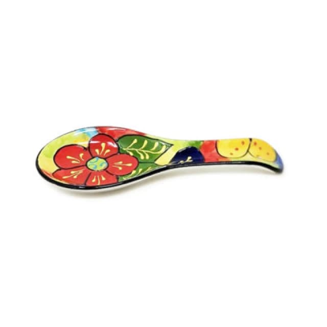 Verano Spanish Ceramics Classic Spanish Hand Painted Pattern Kitchen Dining Spoon Rest (L) 26Cm Floral