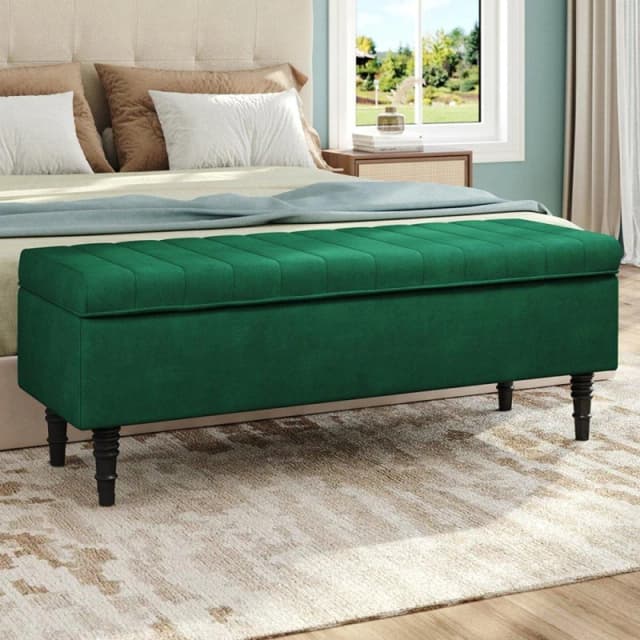 Kabinet UK Velvet Ottoman & Entryway Bench Green unisex One size