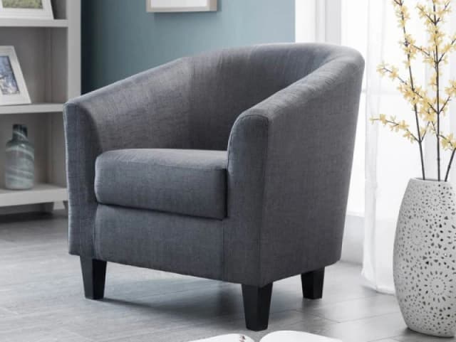 Julian Bowen Hugo Slate Grey Fabric Tub Chair