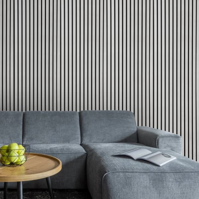 Fuse Acoustic Wall Panels Acoustic Wooden Wall Panel in Concrete Effect, 2.4m x 0.6m in Grey Grey Unisex