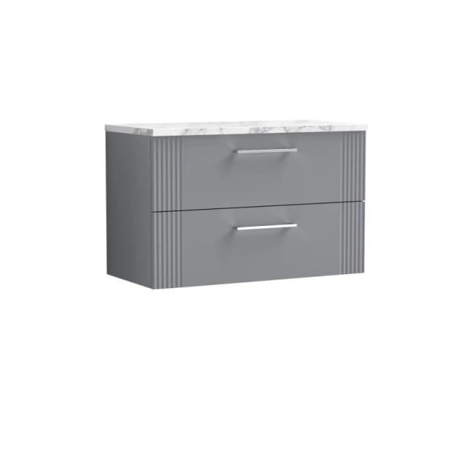 Balterley 2 Drawer Wall Hung Vanity Marble Laminate Worktop Grey 800mm Grey