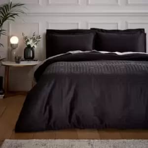Bianca Cotton 180 TC Geometric Black Bedding Set - Double