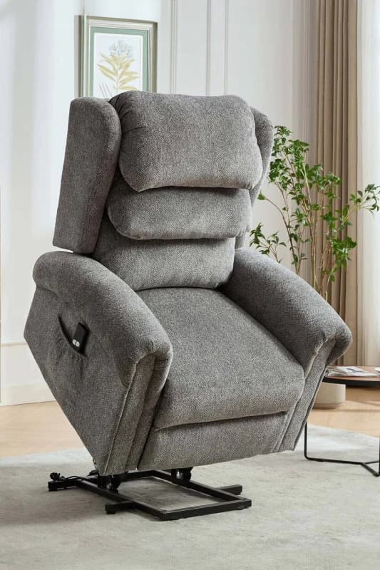 More4homes Belvoir Grey Fabric Single Motor Mobility Rise Recliner Chair, Grey 5055744835642