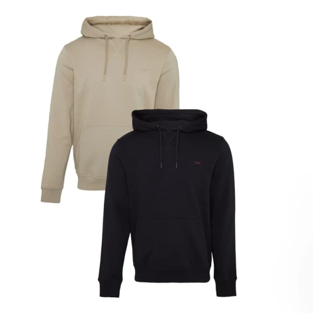 Threadbare 2 Pack 'Clematis' Pullover Hoodies Black