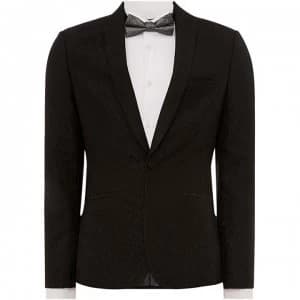 Label Lab Daiquiri Skinny Fit Tonal Geo Suit Jacket - Black