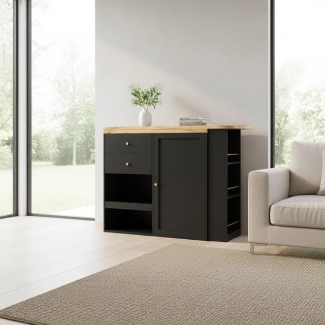 Urban Meuble Modern Black Sideboard Cabinet Black unisex One Size