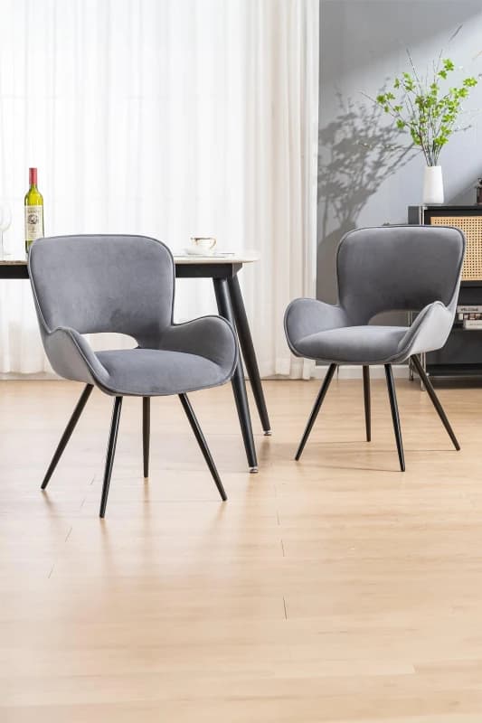More4Homes Set of 4 Lily Modern Velvet Dining Chair Padded Seat Metal Legs in Grey Grey Unisex