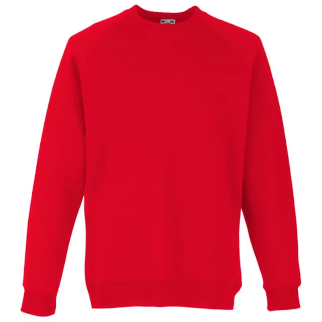 Fruit of the Loom Raglan Sleeve Sweatshirt in Red Size: 12-13 Years Red Unisex 12-13 Years