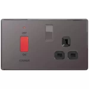BG Black Nickel 45A Cooker Connection Unit Switched Socket - Black
