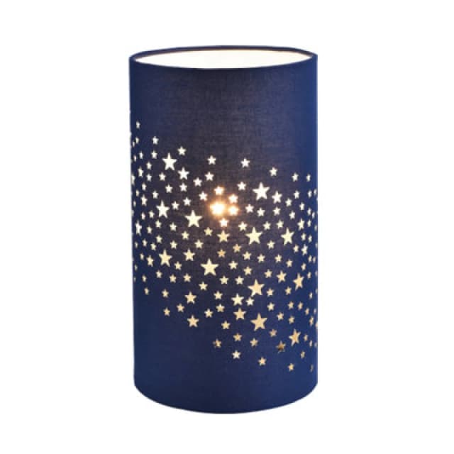 Happy Homewares Modern Stars Decorated Children/kids Midnight Blue Cotton Bedside Table Light