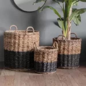 Crossland Grove Asti Set Of 3 Baskets Black And Natural